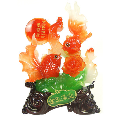 金魚鯉魚樹脂仿玉工藝品 金玉滿堂 家居辦公擺件開業(yè)禮品SP13127 圖片_高清大圖 